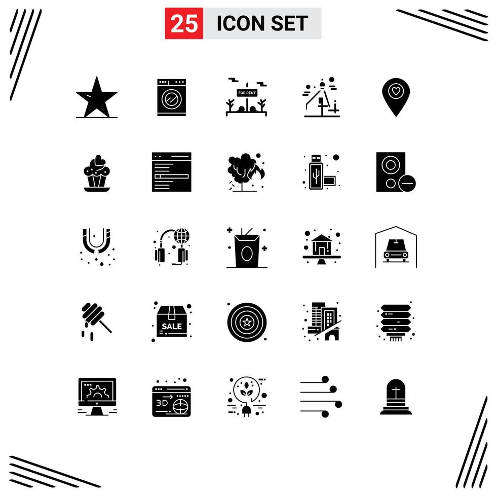 Set of 25 Modern UI Icons Symbols Signs for map heart board graphic design Editable Vector Design Elements
