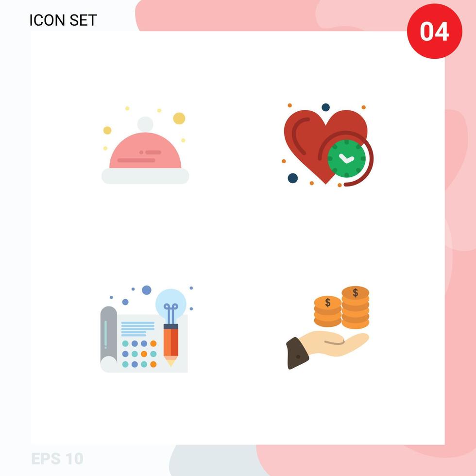 Set of 4 Modern UI Icons Symbols Signs for baby idea clock time thinking Editable Vector Design Elements