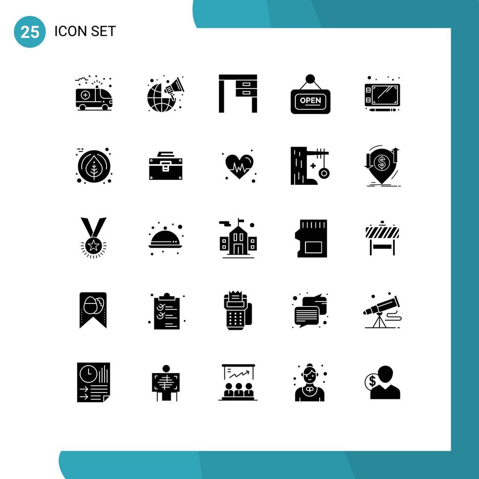 Universal Icon Symbols Group of 25 Modern Solid Glyphs of pen sign decor board office Editable Vector Design Elements
