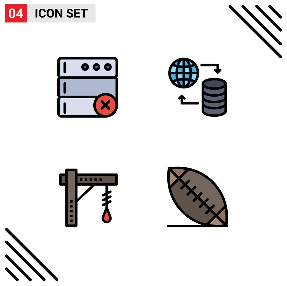 Universal Icon Symbols Group of 4 Modern Filledline Flat Colors of database electric hosting web light Editable Vector Design Elements