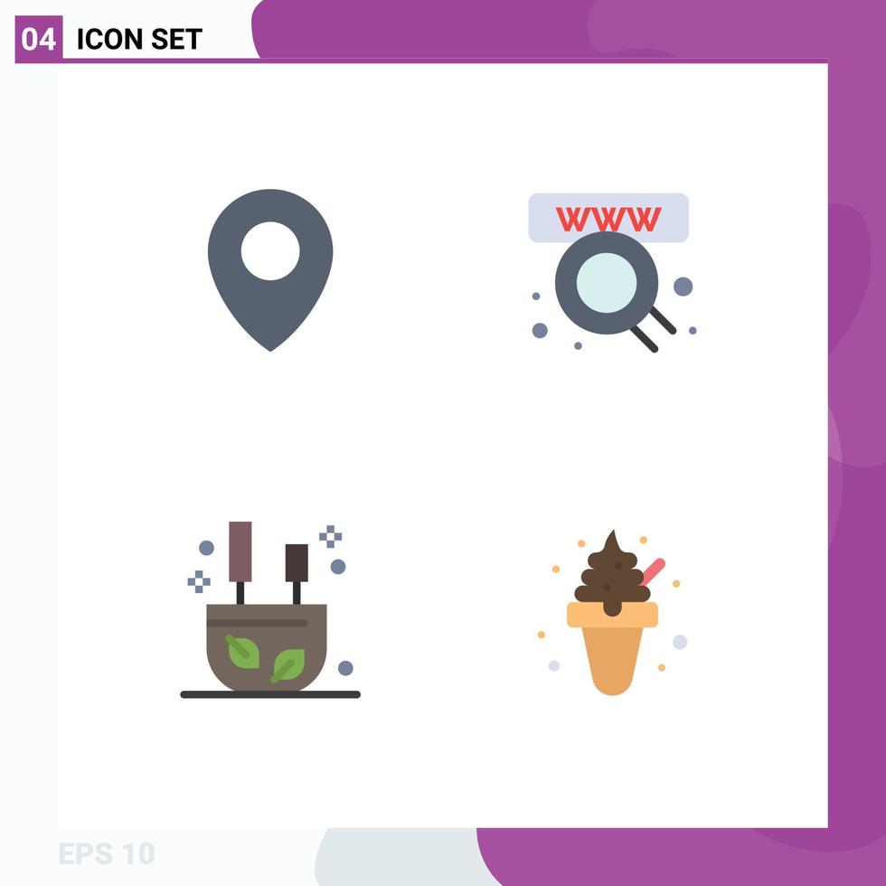 Flat Icon Pack of 4 Universal Symbols of location relax commerce web dessert Editable Vector Design Elements