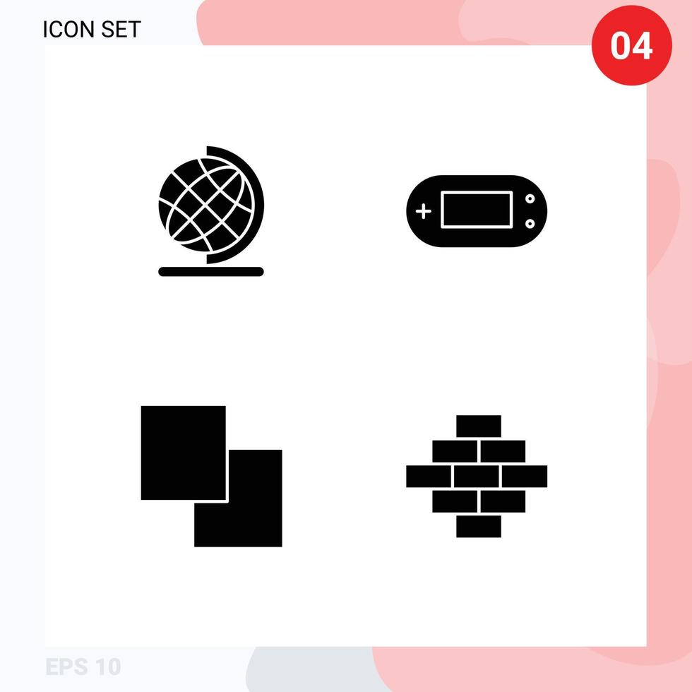 Set of 4 Modern UI Icons Symbols Signs for earth swap console psp building Editable Vector Design Elements