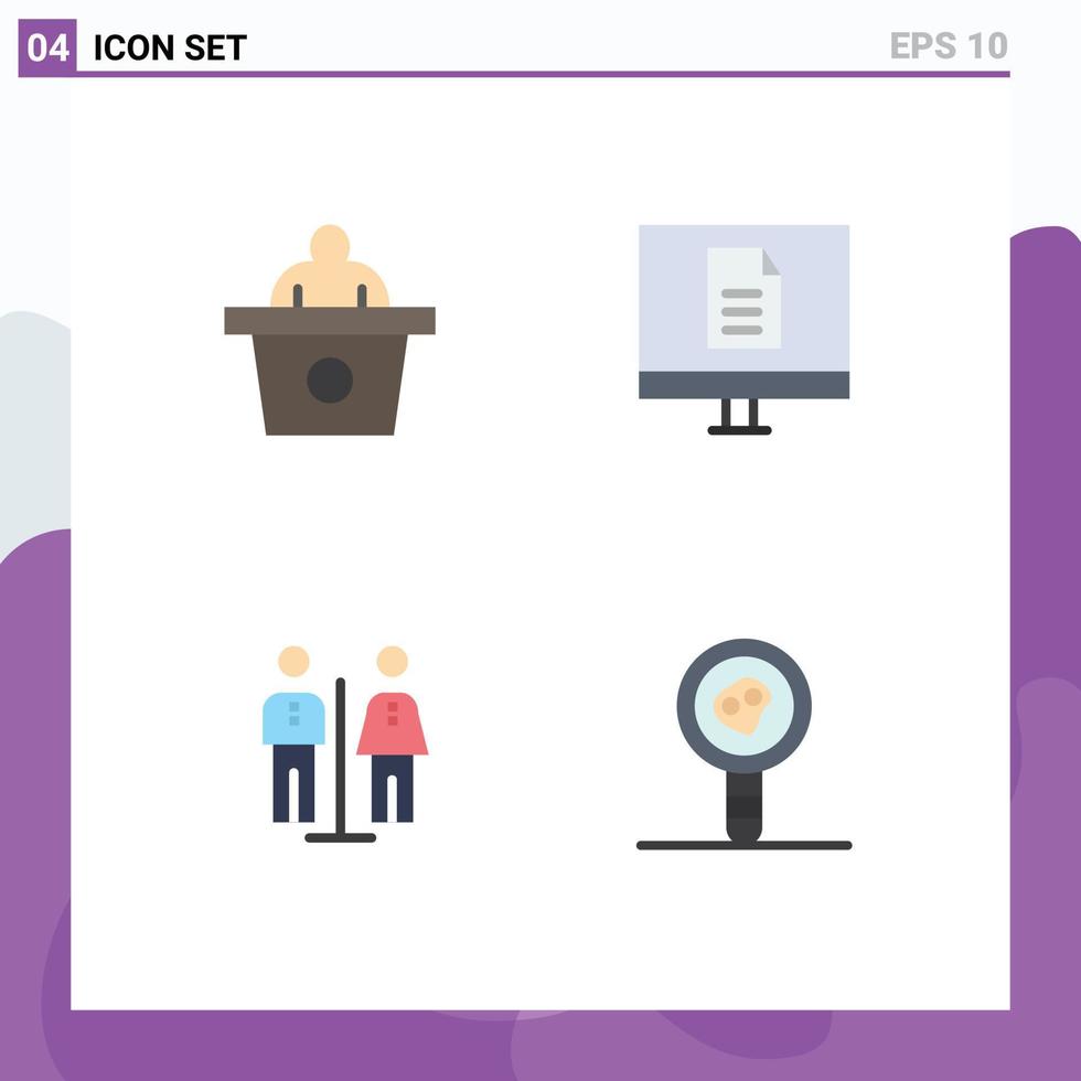 Modern Set of 4 Flat Icons and symbols such as conference homestay business online service Editable Vector Design Elements