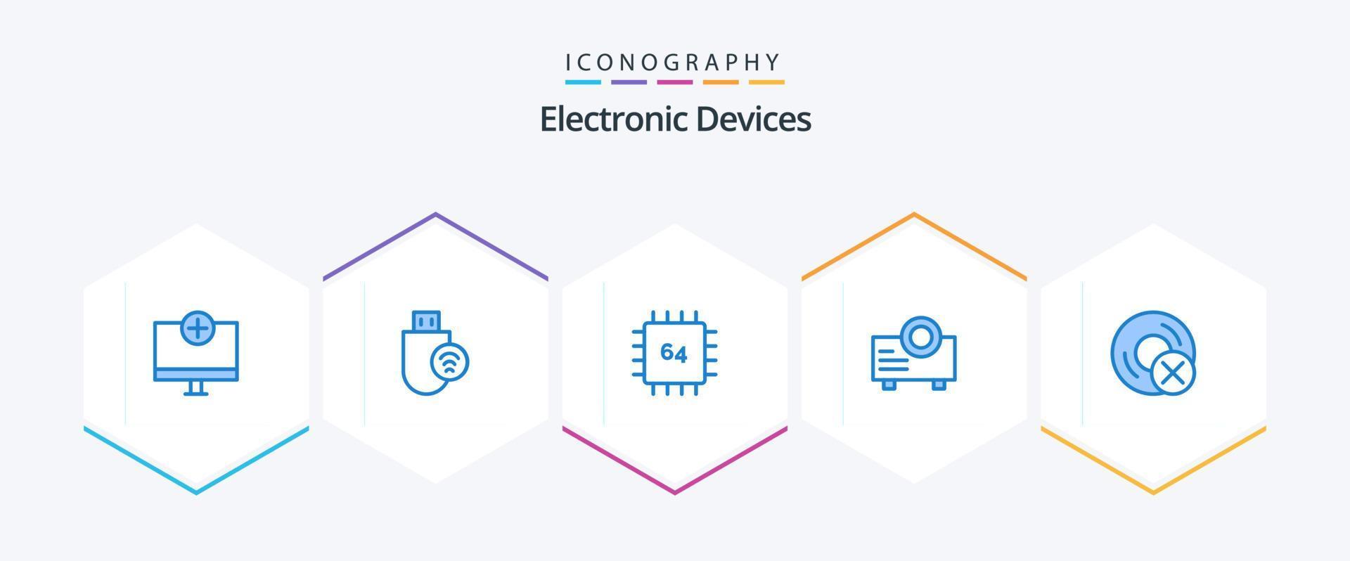 Devices 25 Blue icon pack including projector. device. signal. hardware. devices vector