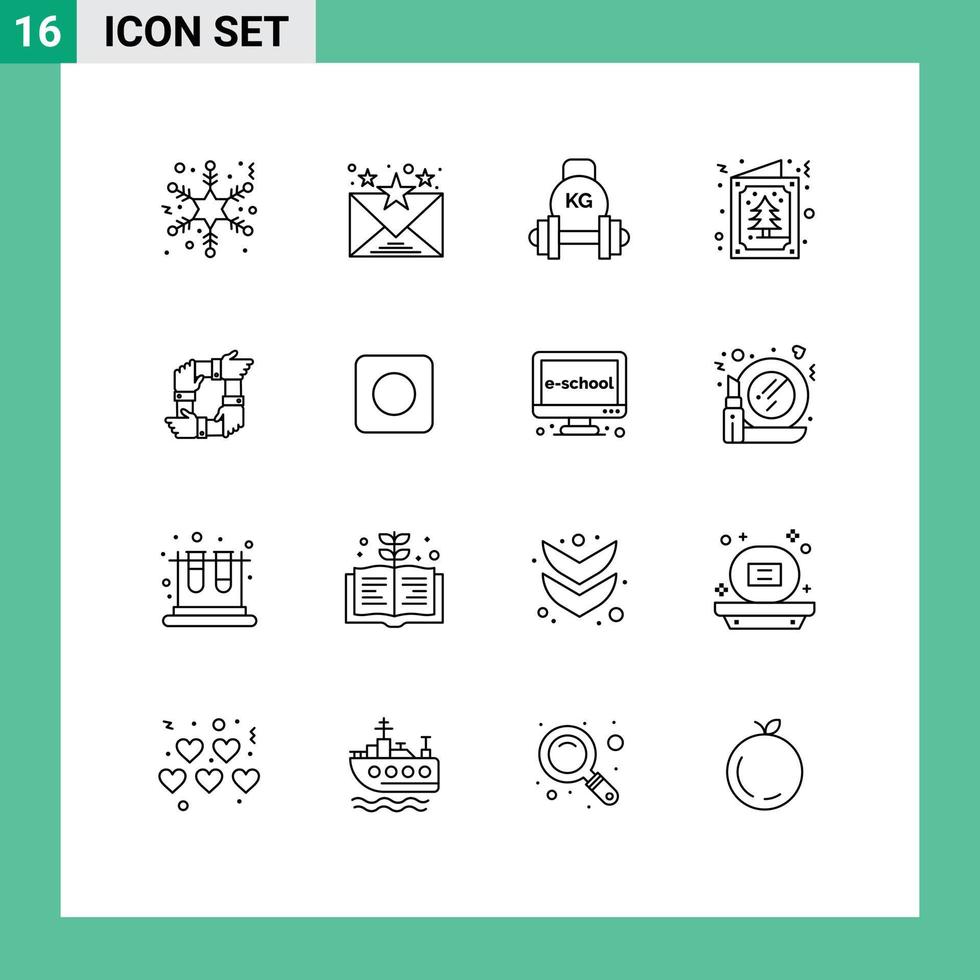 Group of 16 Outlines Signs and Symbols for collaboration teamwork equipment invitation card Editable Vector Design Elements