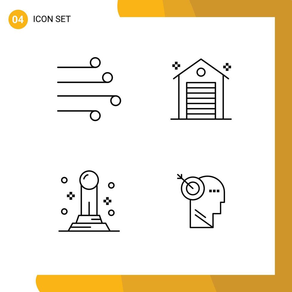 Mobile Interface Line Set of 4 Pictograms of air business weather estate pawn Editable Vector Design Elements