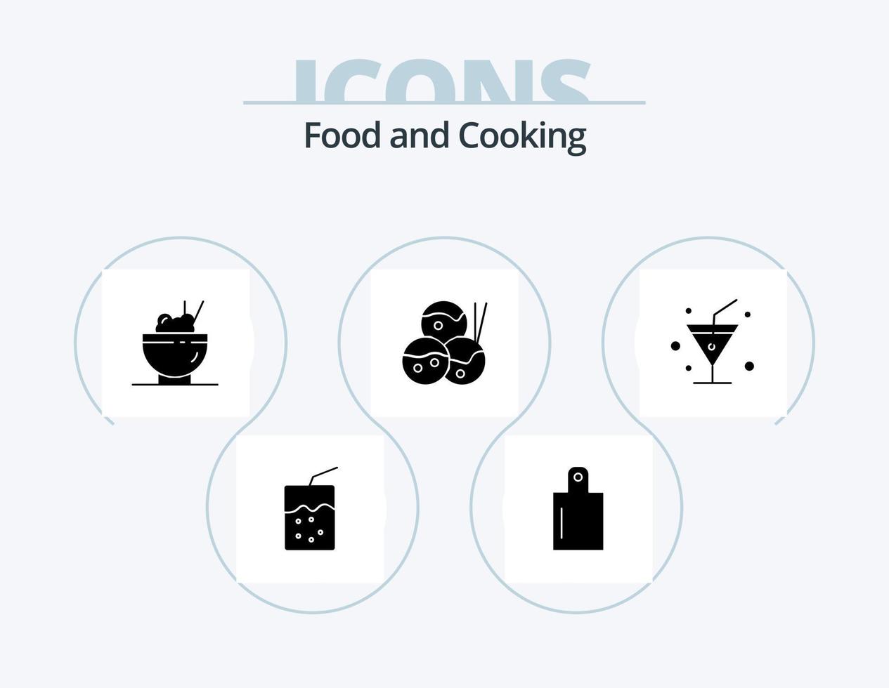 paquete de iconos de glifos de alimentos 5 diseño de iconos. . alimento. vidrio vector