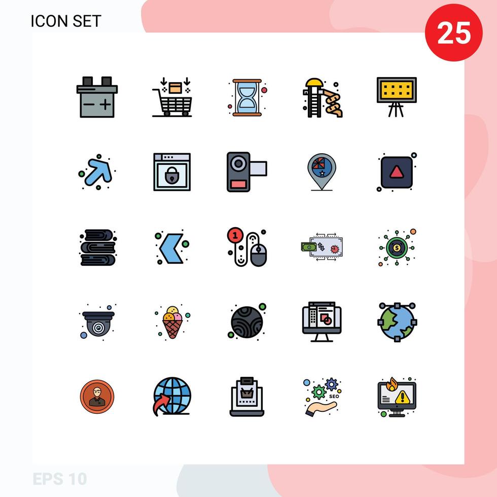 Set of 25 Modern UI Icons Symbols Signs for presentation board seo alphabet water Editable Vector Design Elements