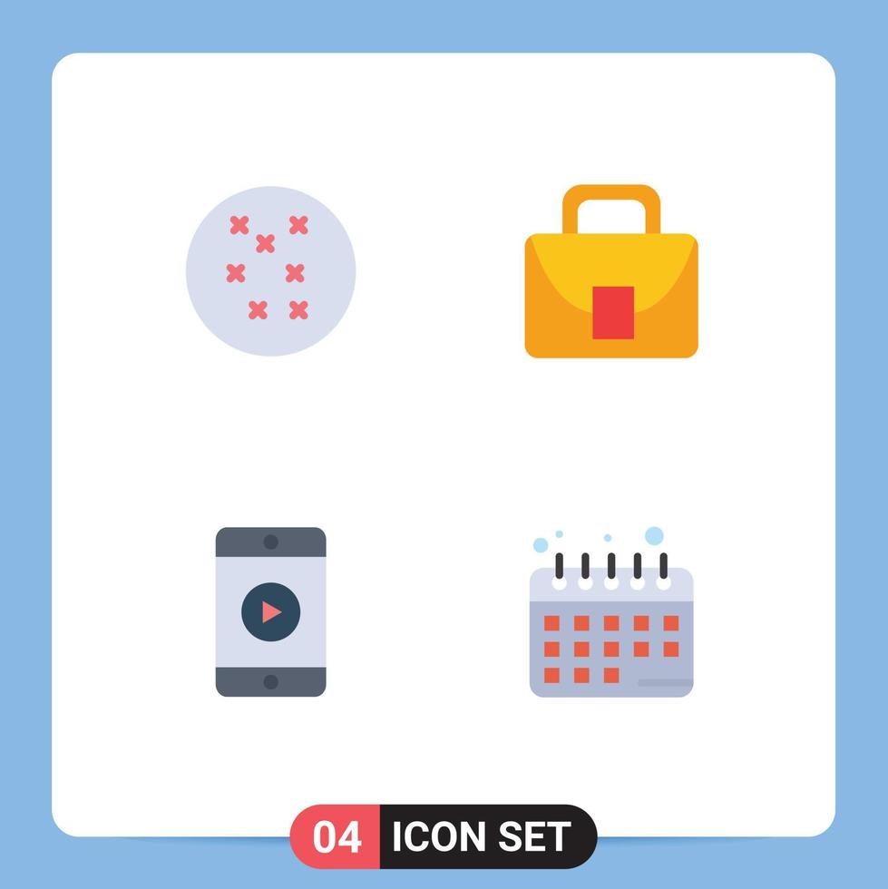 Group of 4 Flat Icons Signs and Symbols for cross stitch diet planning logistic phone plans Editable Vector Design Elements