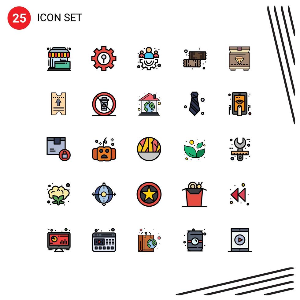 Universal Icon Symbols Group of 25 Modern Filled line Flat Colors of chest sweets setting food chocolate Editable Vector Design Elements