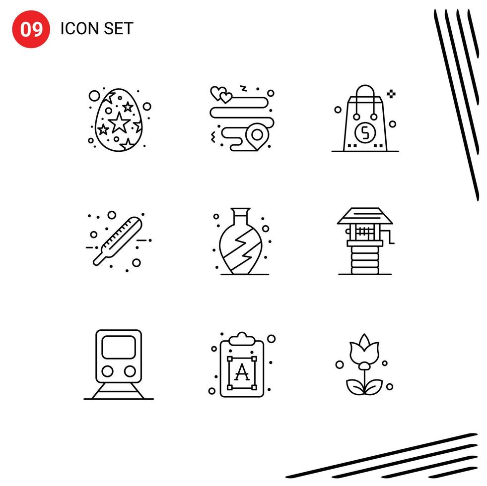 Modern Set of 9 Outlines and symbols such as living test dollar hospital care Editable Vector Design Elements