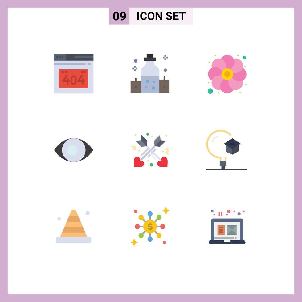 Pictogram Set of 9 Simple Flat Colors of education arrow gras affection eye Editable Vector Design Elements