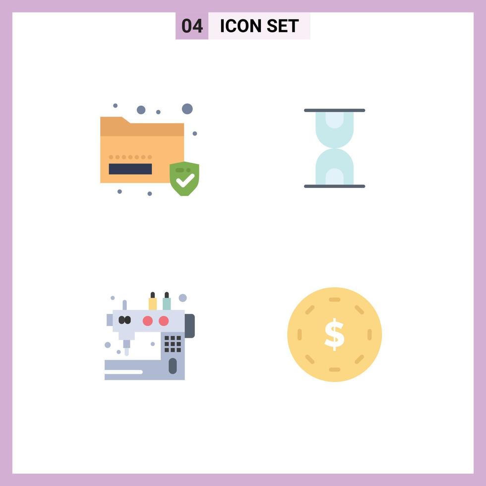 Universal Icon Symbols Group of 4 Modern Flat Icons of data sew security loading tailoring Editable Vector Design Elements