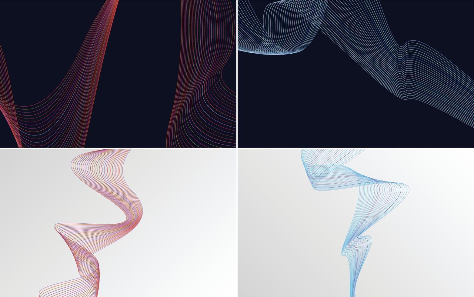 Set of 4 abstract waving line vector backgrounds for your projects