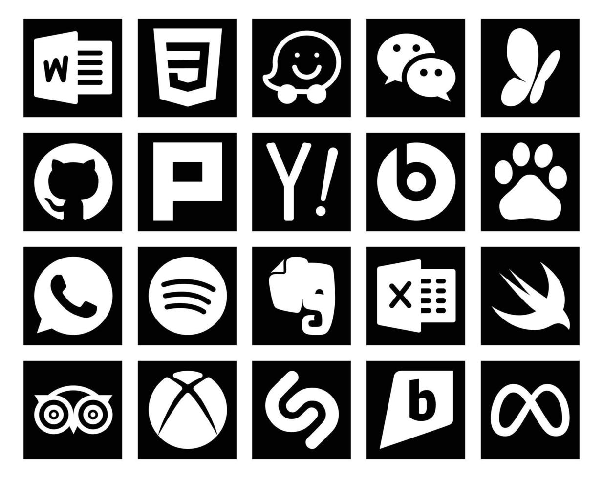 20 Social Media Icon Pack Including tripadvisor excel yahoo evernote whatsapp vector