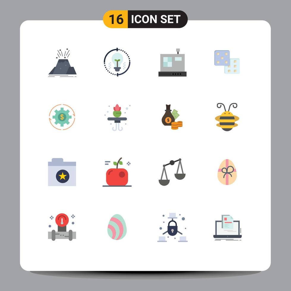 Mobile Interface Flat Color Set of 16 Pictograms of capital probability solution gaming e Editable Pack of Creative Vector Design Elements
