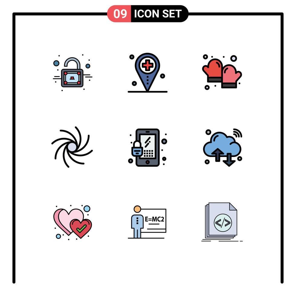 9 Creative Icons Modern Signs and Symbols of security lock baked universe galaxy Editable Vector Design Elements
