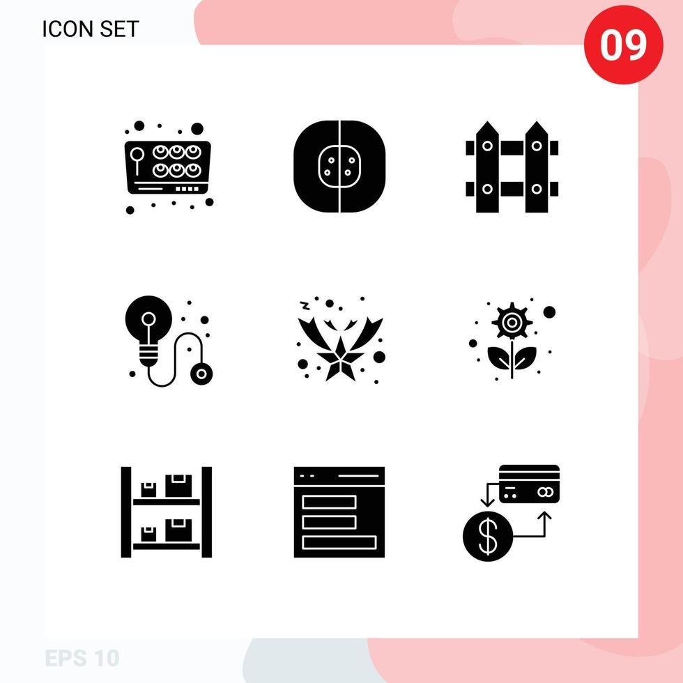9 Solid Glyph concept for Websites Mobile and Apps fallen process laboratory idea nature Editable Vector Design Elements