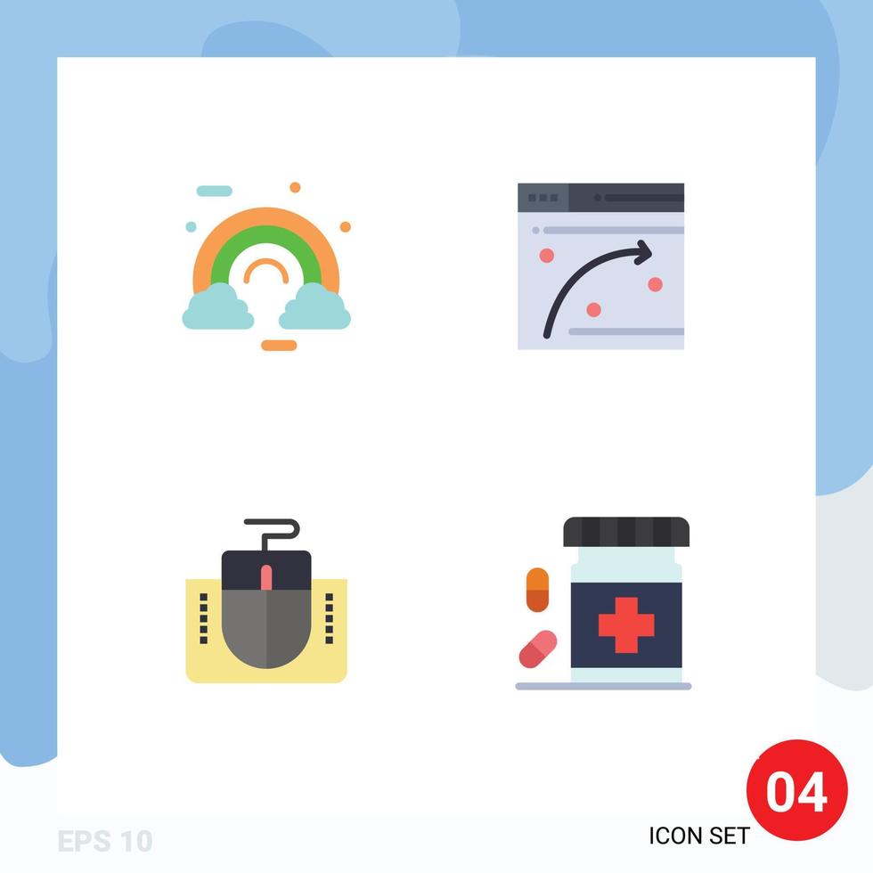 Pictogram Set of 4 Simple Flat Icons of celebrate mouse ireland web page mouse interface Editable Vector Design Elements