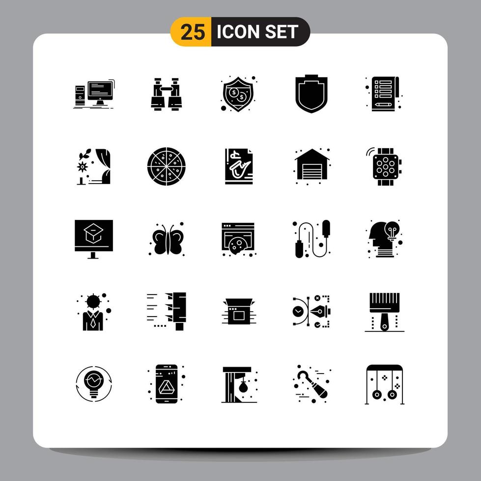 Solid Glyph Pack of 25 Universal Symbols of wedding arch vision tasks checklist Editable Vector Design Elements
