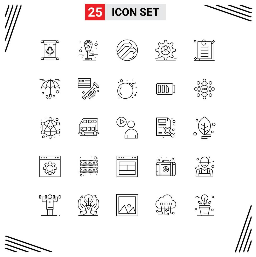 25 Universal Line Signs Symbols of paper contract business man data Editable Vector Design Elements