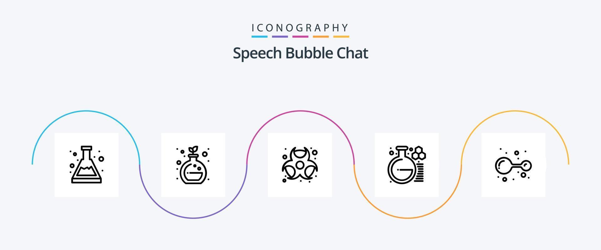 paquete de iconos de línea de chat 5 que incluye molécula. átomos riesgo biológico estudiar. educación vector