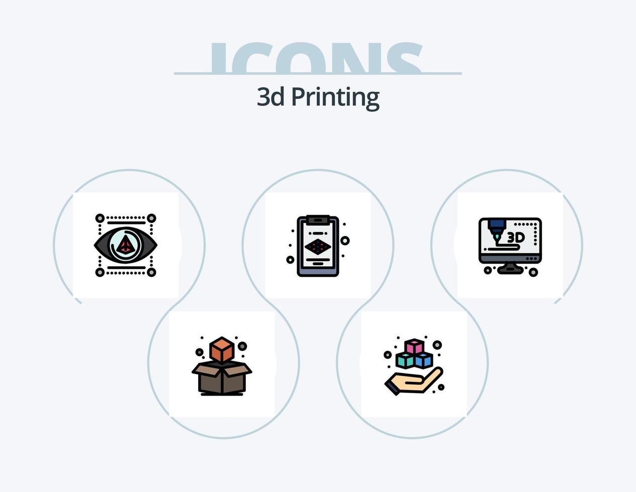 Línea de impresión 3d llena de diseño de iconos del paquete de iconos 5. láser. láser. 3d. impresión. modelado vector