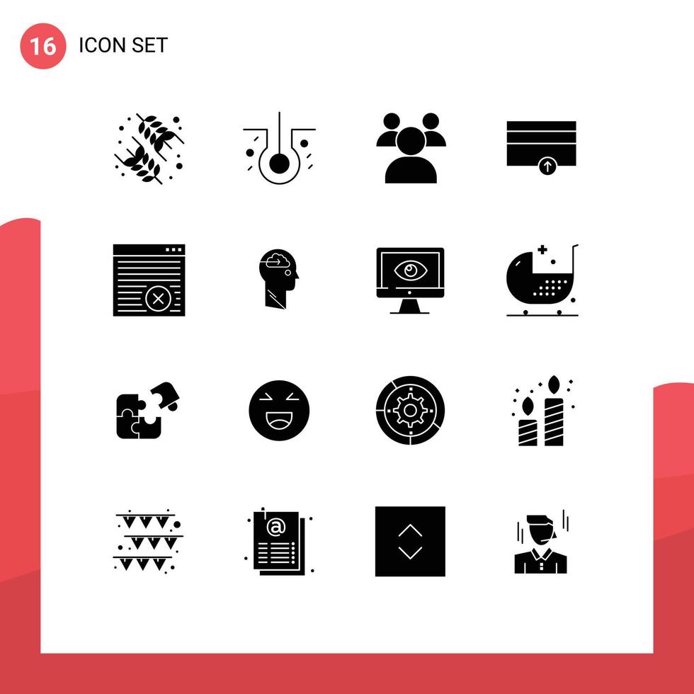 Pack of 16 creative Solid Glyphs of webpage internet students browser payments Editable Vector Design Elements