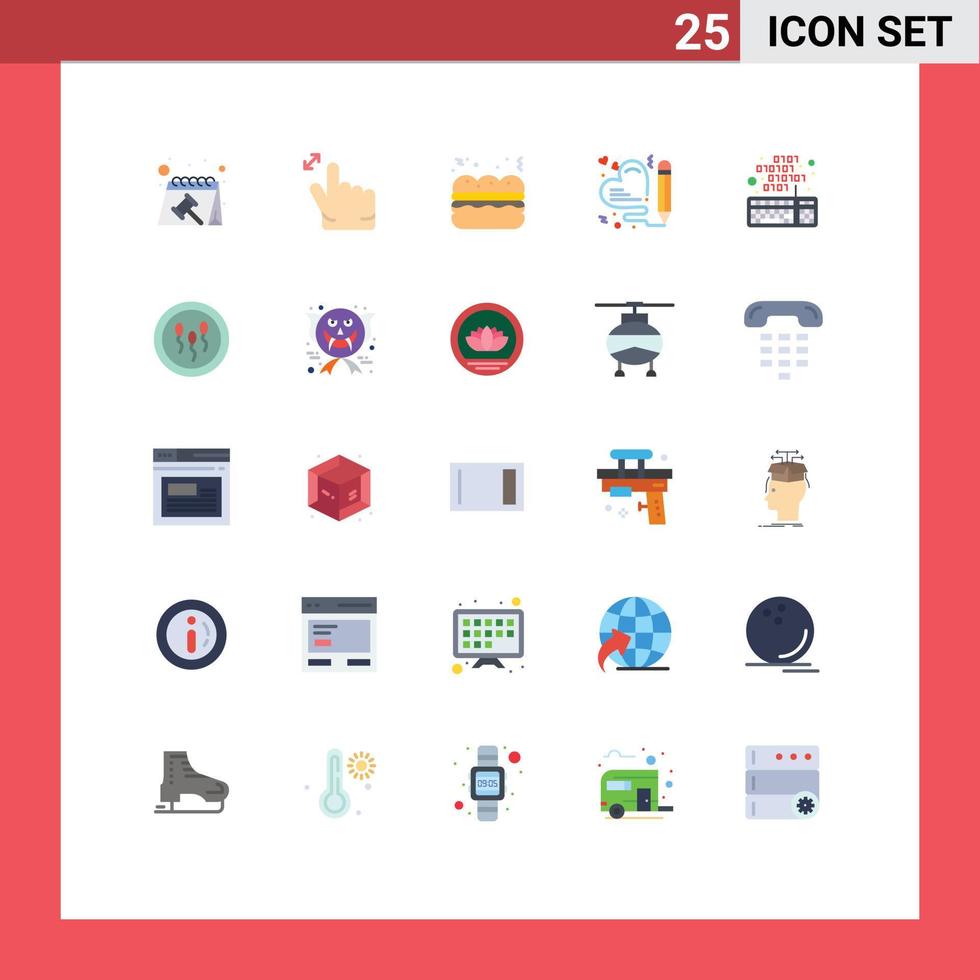 Group of 25 Modern Flat Colors Set for biochemistry keypad food keyboard wedding Editable Vector Design Elements