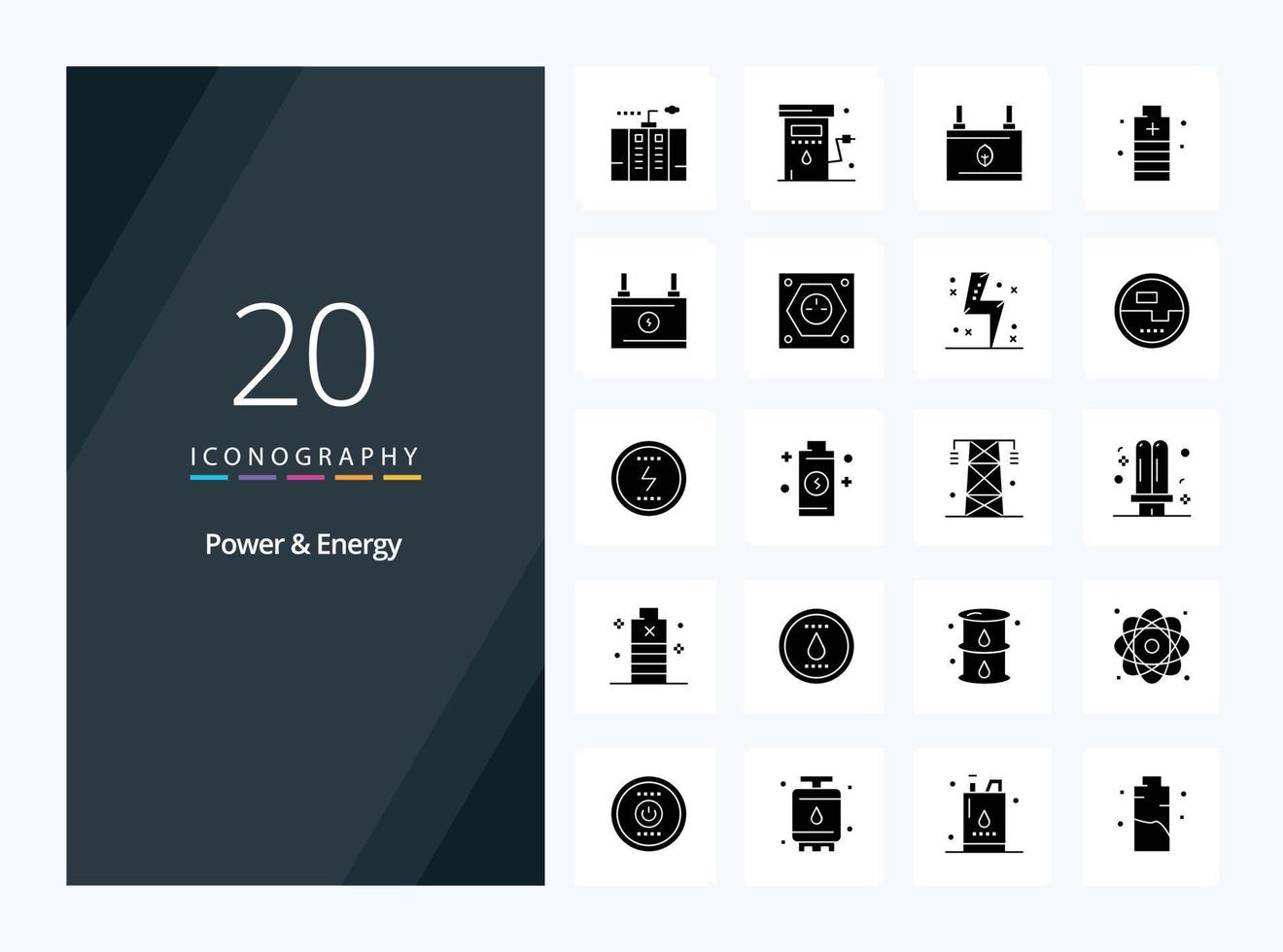 20 Power And Energy Solid Glyph icon for presentation vector