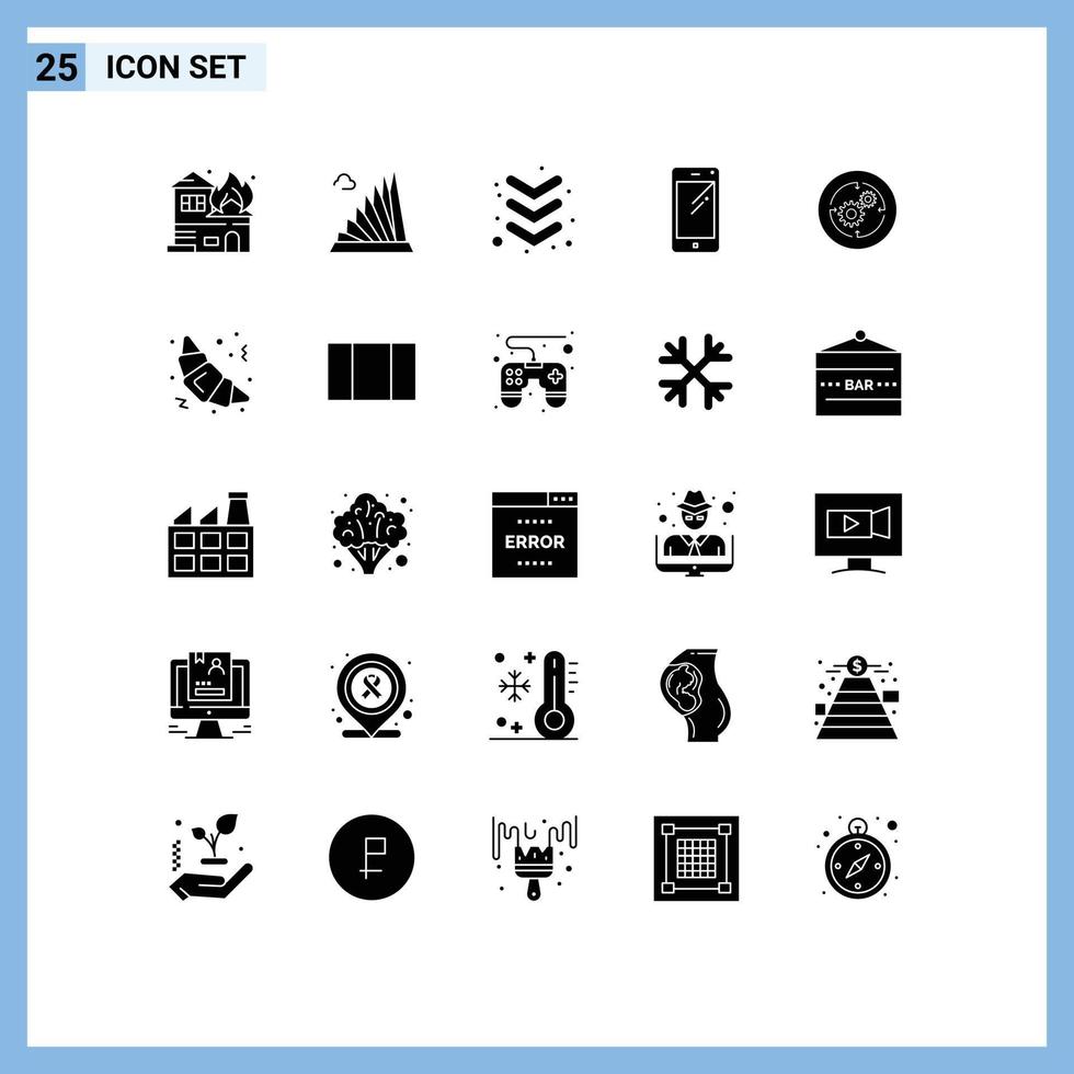 Set of 25 Vector Solid Glyphs on Grid for solution huawei martyrs mobile phone Editable Vector Design Elements