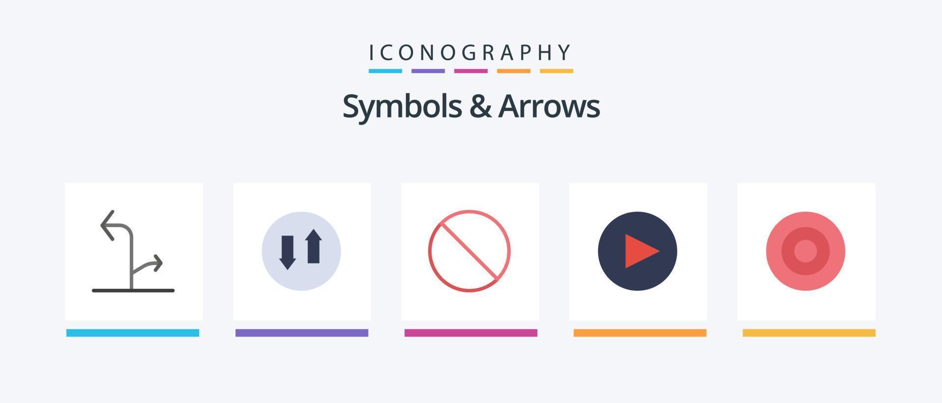 Symbols and Arrows Flat 5 Icon Pack Including . symbolism. cancel. sign. play. Creative Icons Design vector