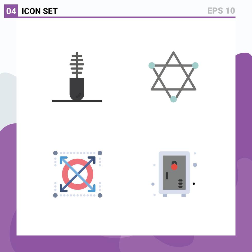 Pack of 4 Modern Flat Icons Signs and Symbols for Web Print Media such as accessories seo mascara space locker Editable Vector Design Elements