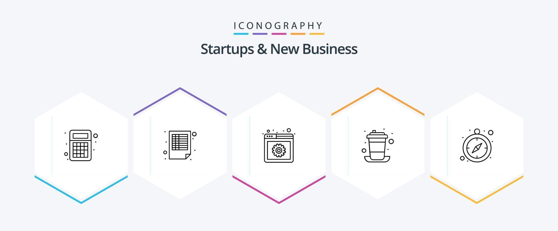 Startups And New Business 25 Line icon pack including deadline. time. content. cup. coffee vector