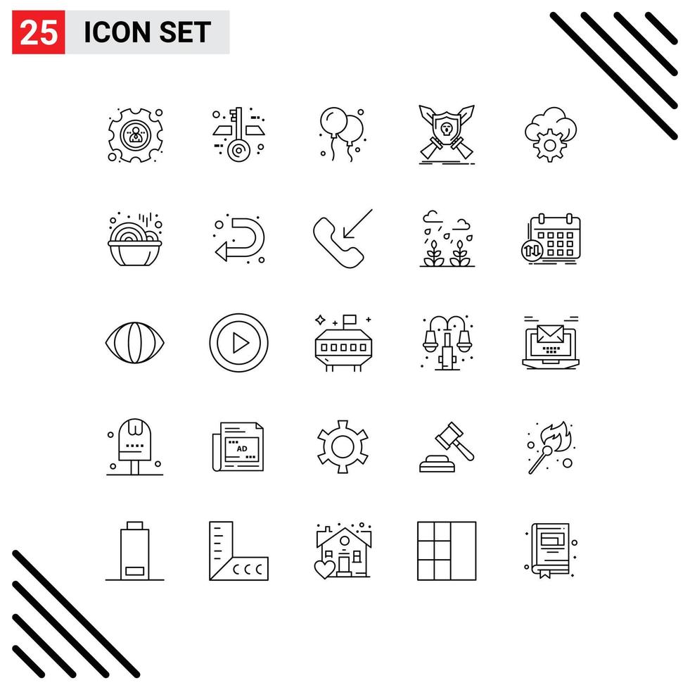 Set of 25 Commercial Lines pack for chinese gear canada cloud shield Editable Vector Design Elements