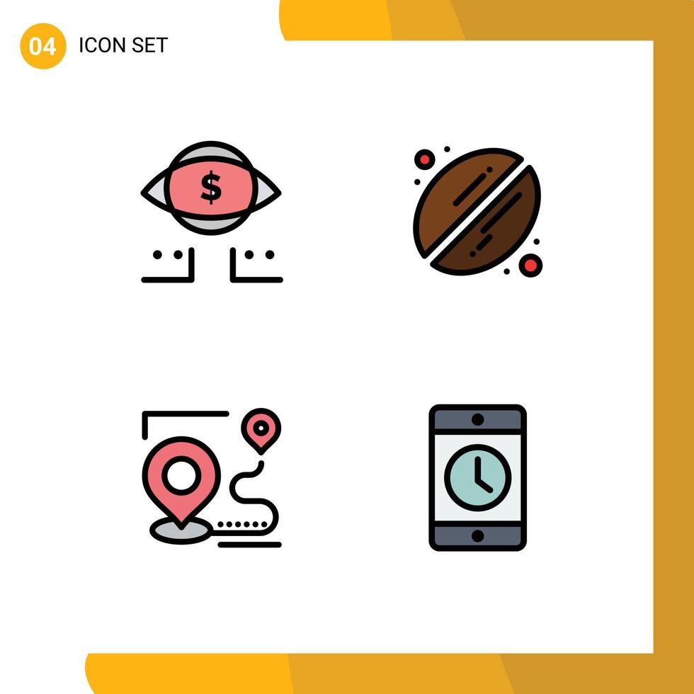 4 Filledline Flat Color concept for Websites Mobile and Apps eye target digital drink position Editable Vector Design Elements