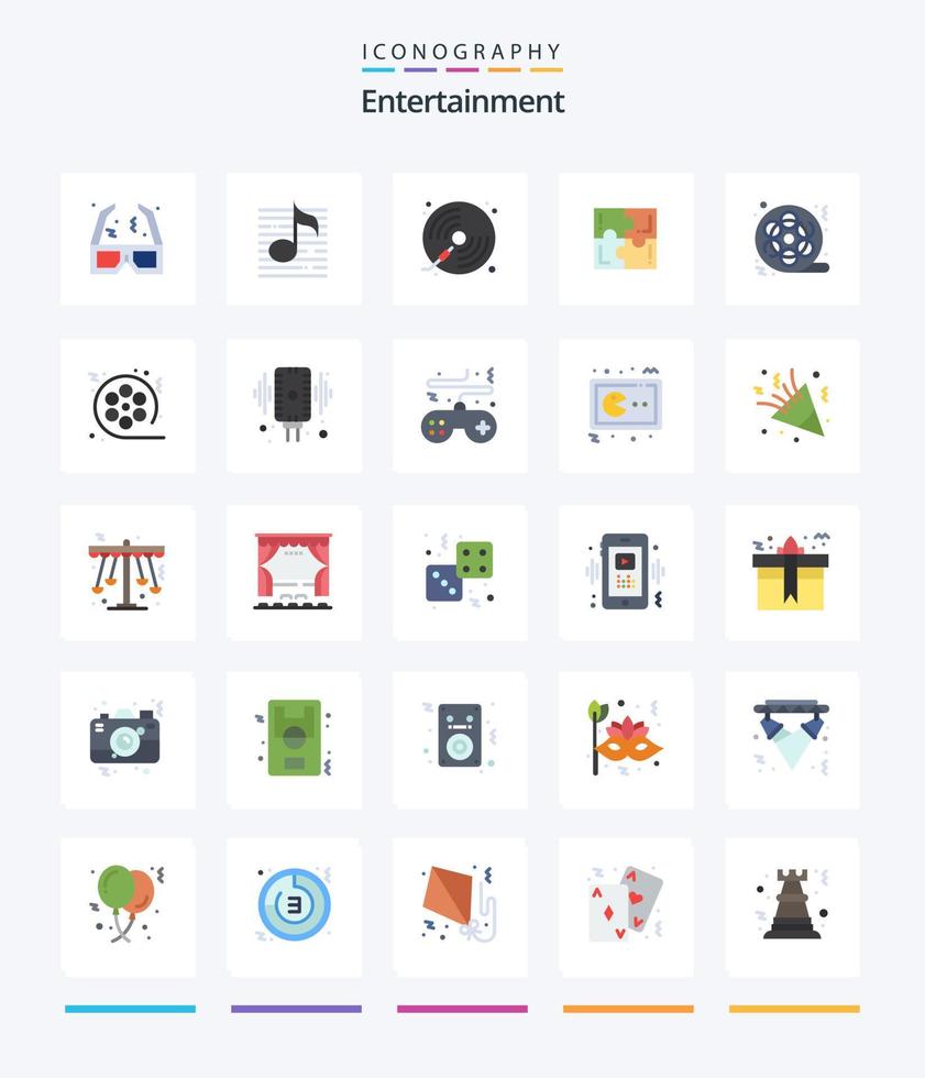 Creative Entertainment 25 Flat icon pack  Such As sport. game. media. puzzle. player vector