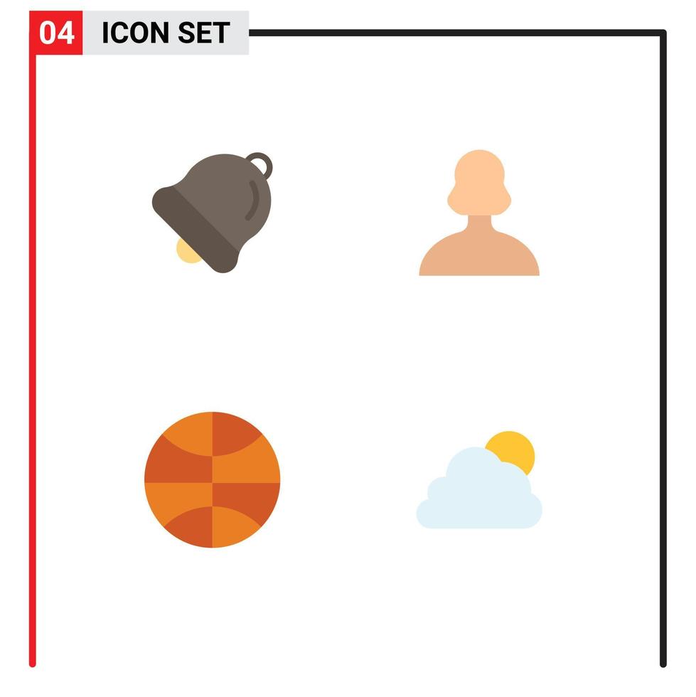 grupo de 4 iconos planos, signos y símbolos para el festival de alarma, avatar, usuario, cielo, elementos de diseño vectorial editables vector