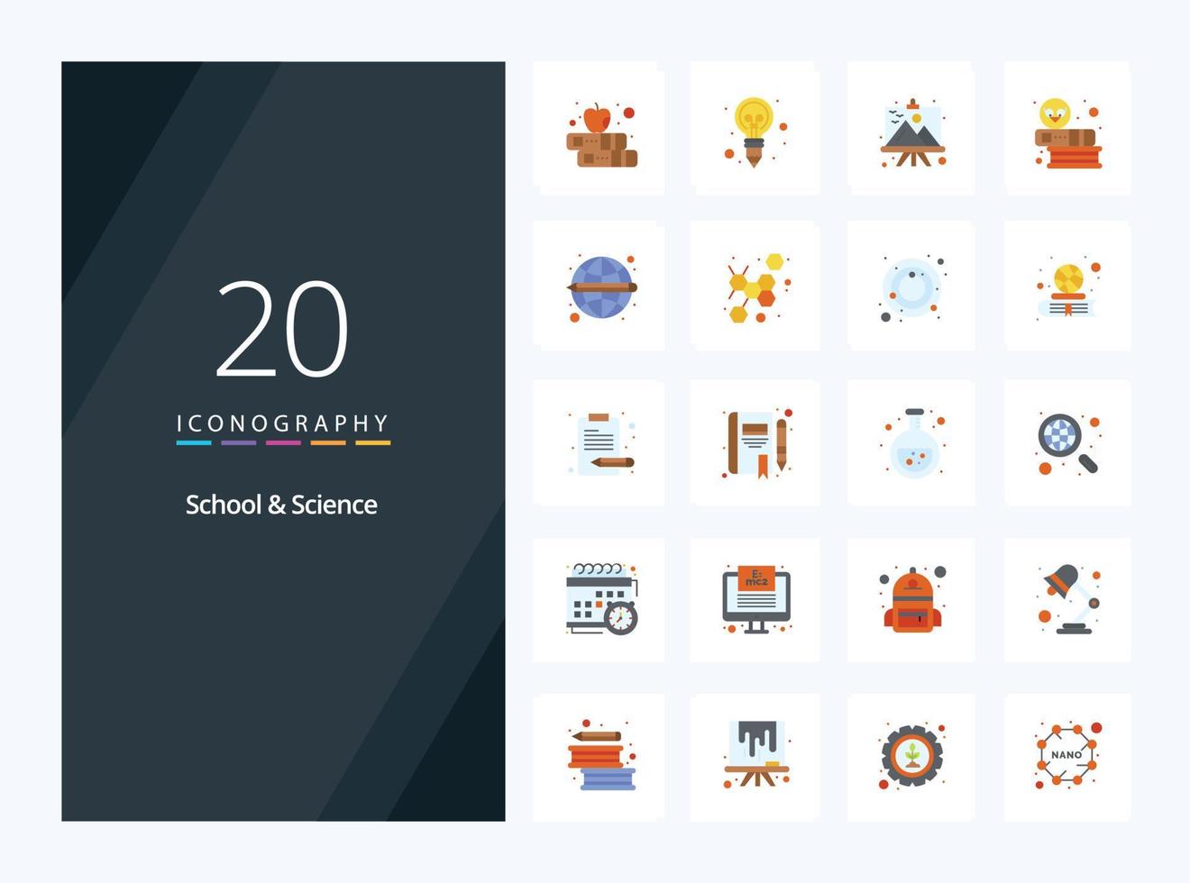 20 School And Science Flat Color icon for presentation vector