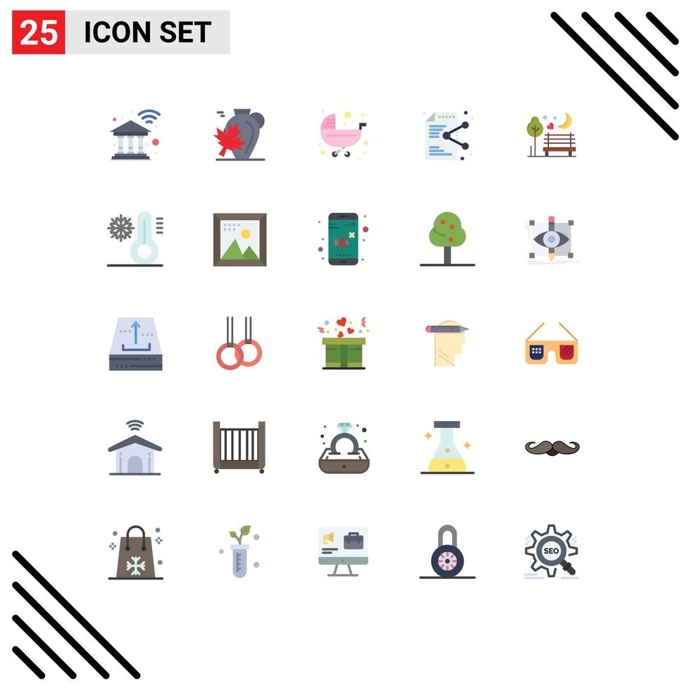 Flat Color Pack of 25 Universal Symbols of application file maple share stroller Editable Vector Design Elements