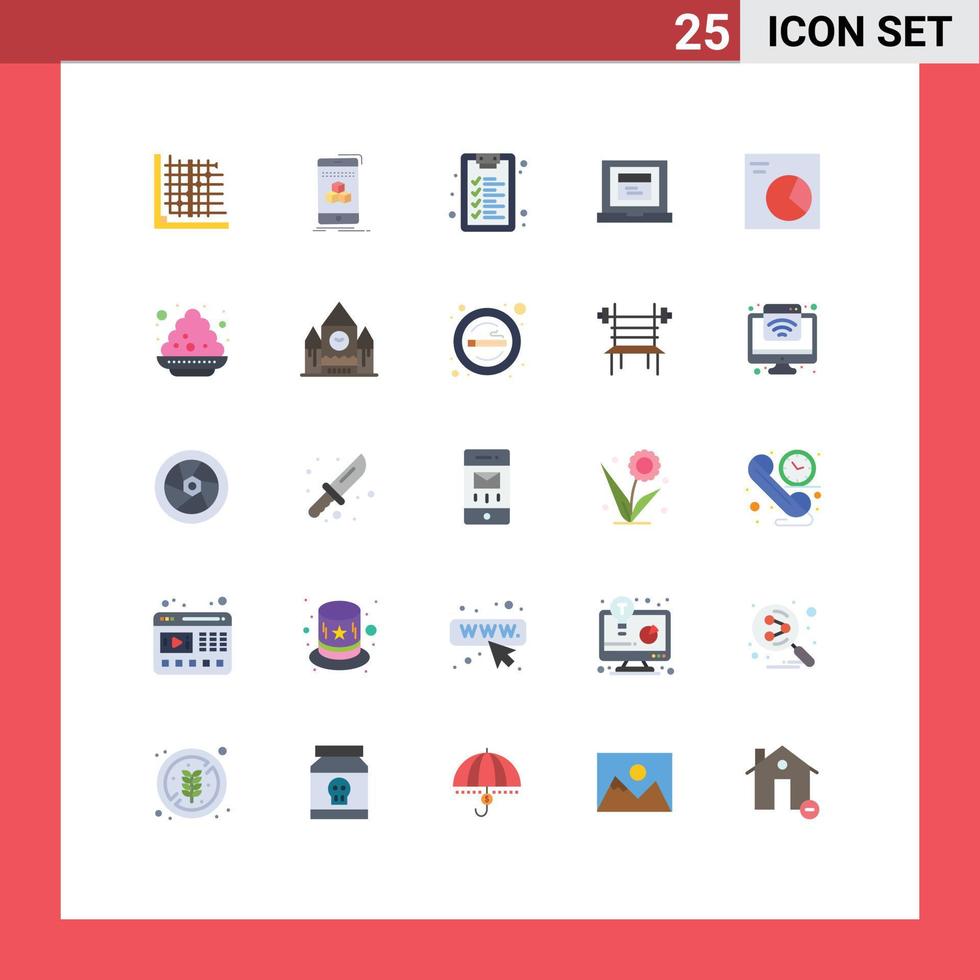 Universal Icon Symbols Group of 25 Modern Flat Colors of wireframe analytics product website browser Editable Vector Design Elements