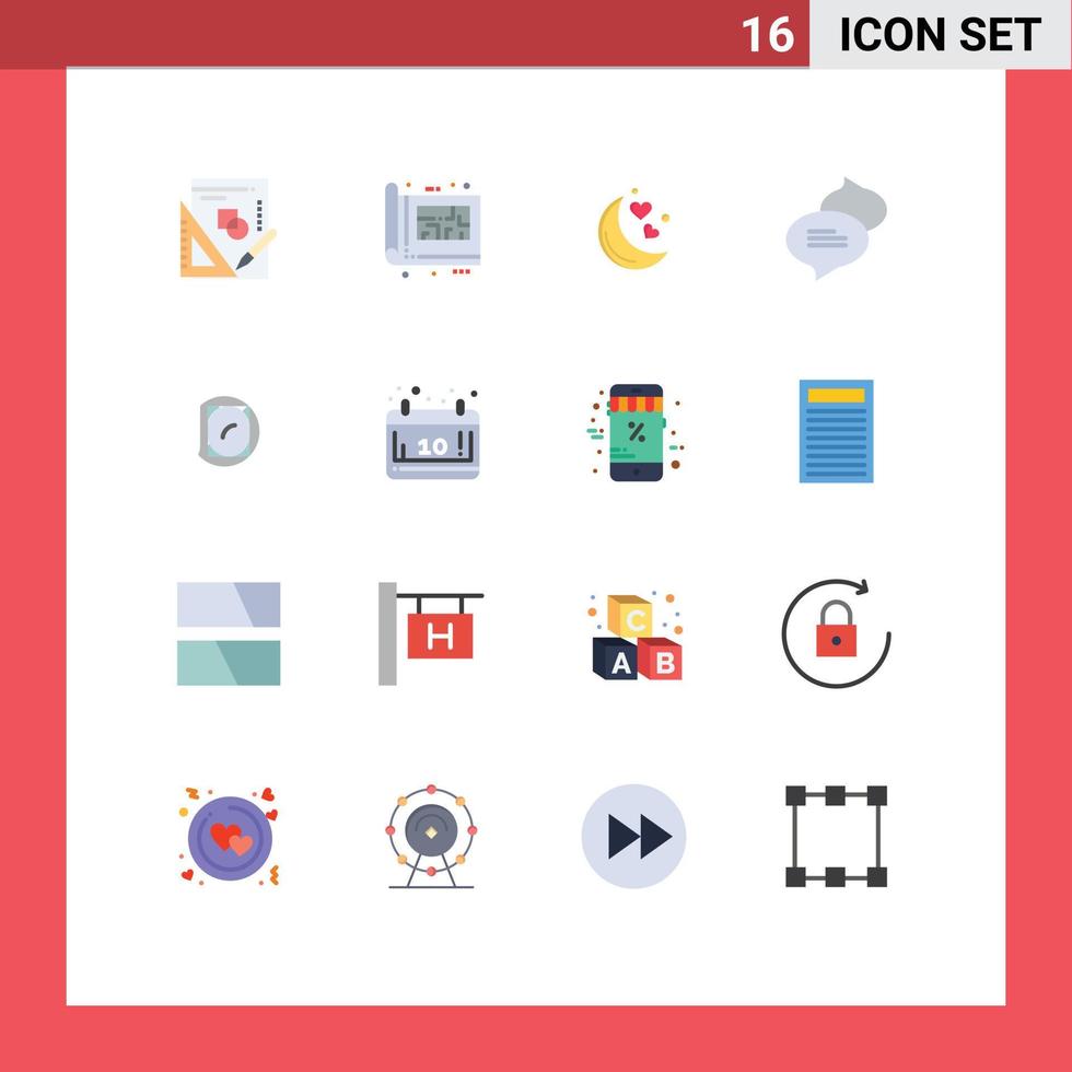 16 Creative Icons Modern Signs and Symbols of lab texting print messaging romantic night Editable Pack of Creative Vector Design Elements