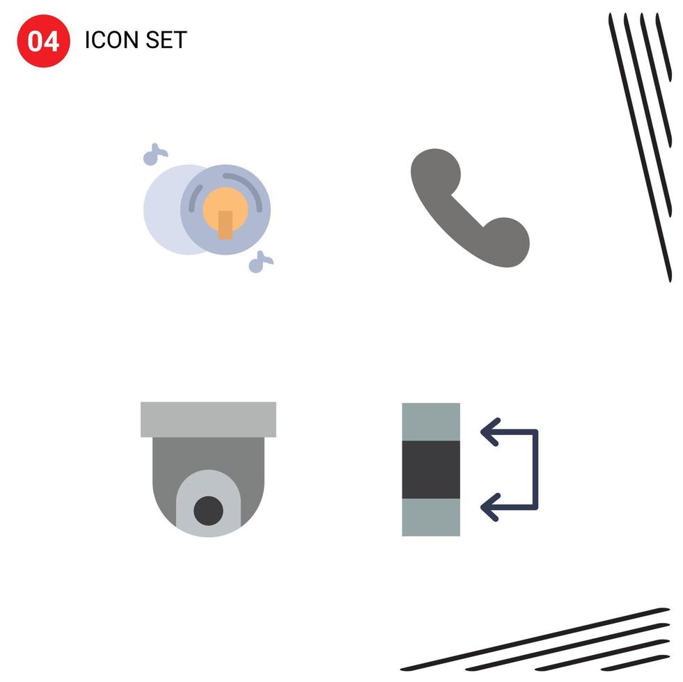 Flat Icon Pack of 4 Universal Symbols of cd security camera multimedia telephone data Editable Vector Design Elements