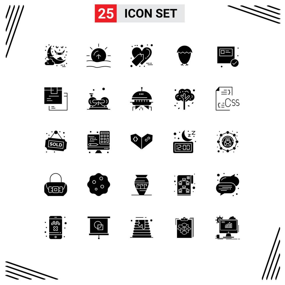 Pictogram Set of 25 Simple Solid Glyphs of ecommerce food ecommerce egg bird Editable Vector Design Elements