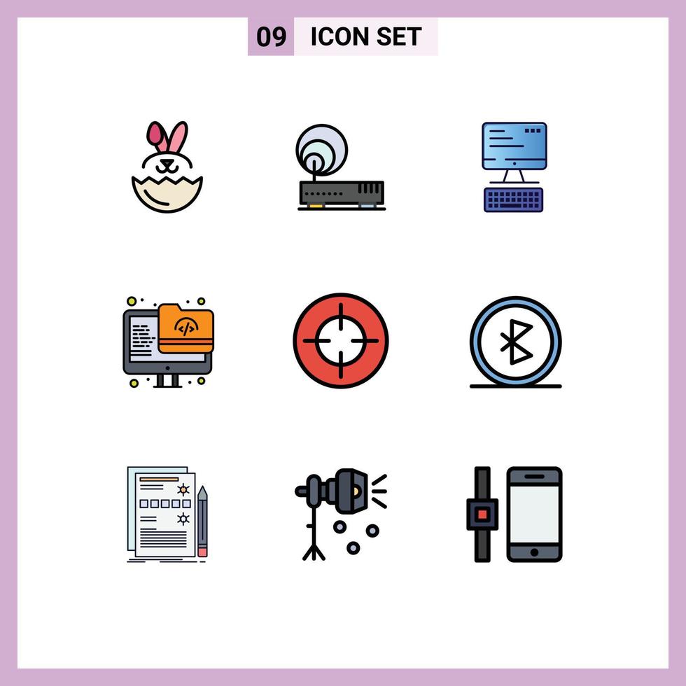 Stock Vector Icon Pack of 9 Line Signs and Symbols for shoot crosshair keyboard screen folder Editable Vector Design Elements