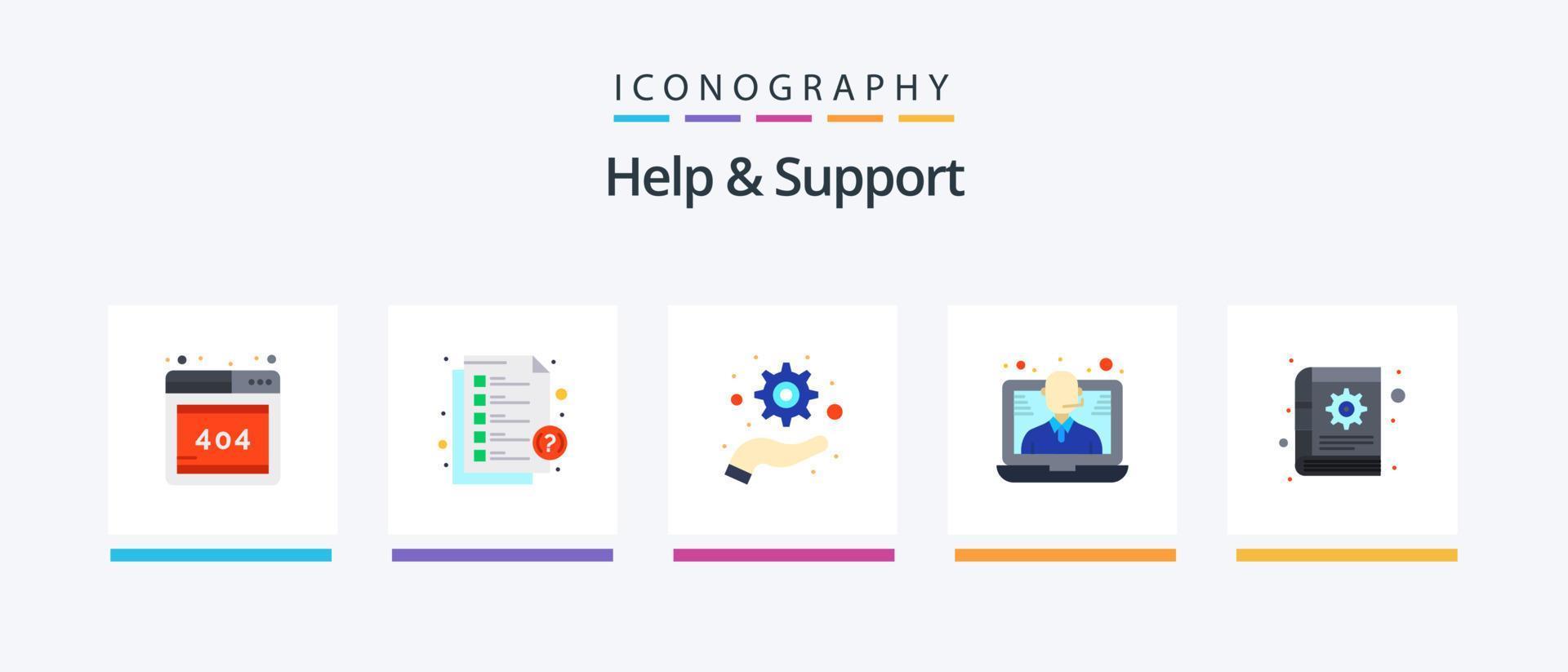 Help And Support Flat 5 Icon Pack Including notes. content. optimization. book. support. Creative Icons Design vector