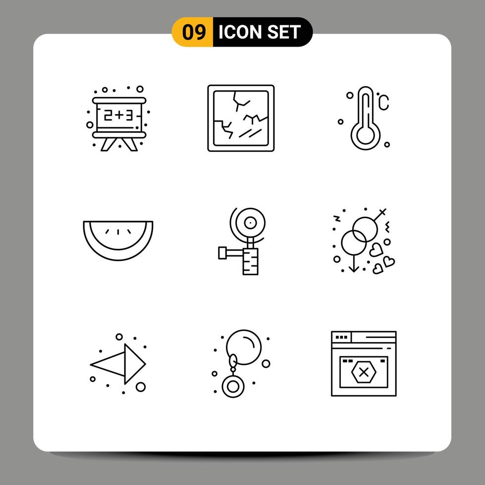 9 Outline concept for Websites Mobile and Apps love engagement thermometer grinding construction Editable Vector Design Elements