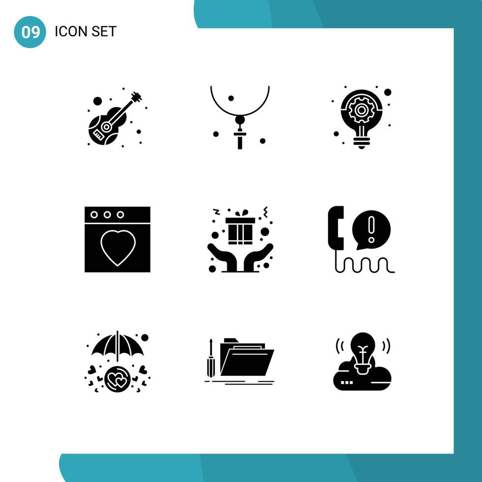 Pictogram Set of 9 Simple Solid Glyphs of hands favorite holiday app strategy Editable Vector Design Elements