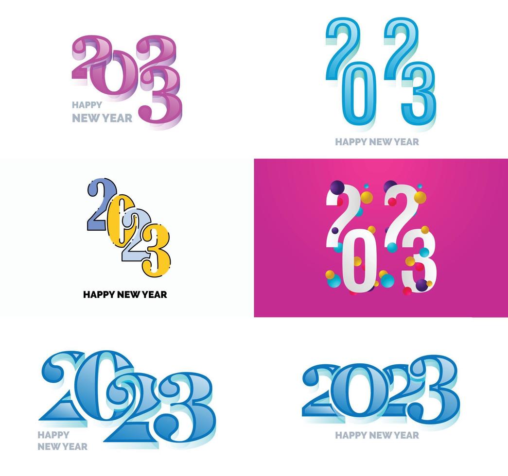 gran conjunto de 2023 feliz año nuevo diseño de texto de logotipo plantilla de diseño de número 2023 vector