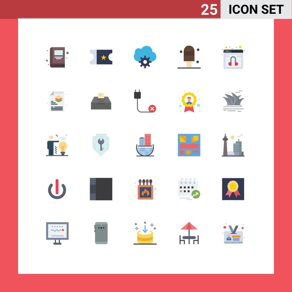 Pictogram Set of 25 Simple Flat Colors of layers process cream creative online Editable Vector Design Elements